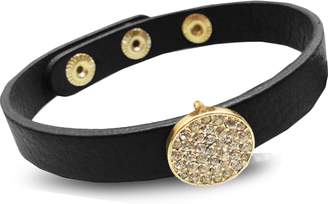 Luna Women's Round Leather Cub Bracelet - White/Gold