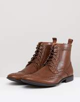 Thumbnail for your product : ASOS Design Brogue Boots In Tan Faux Leather