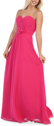 MayQueen Women's Special Occasion Dresses Fuchsia - Fuchsia Floral-Accent Chiffon Strapless Gown & Shawl - Women & Plus