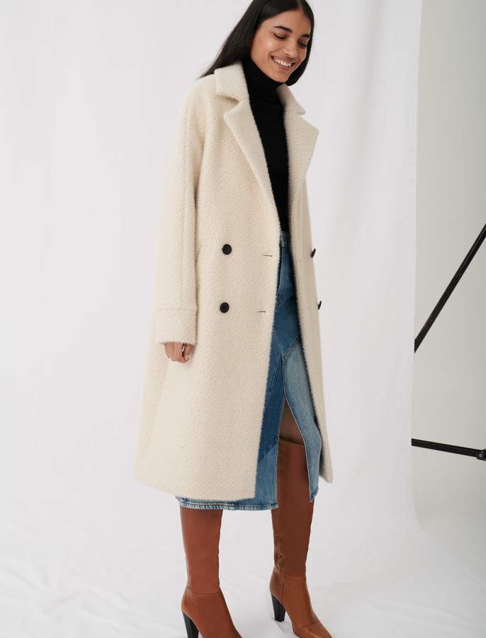 Maje Double-breasted tricotine coat - ShopStyle