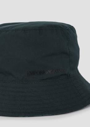 Emporio Armani Reversible Bucket Hat With Pattern And Solid Color