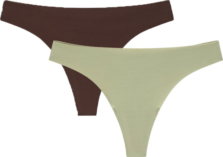 Joyspun Women’s Bonded Micro and Mesh Thong Underwear, 2-Pack, Sizes XS-XXXL