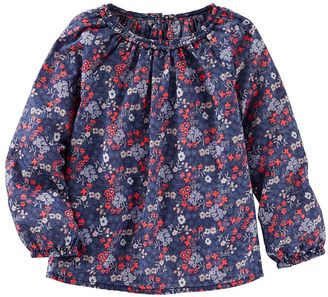 Osh Kosh Toddler Girl Shirred Long Sleeve Floral Top