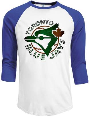 Rong T-shirts Men's MLB Toronto Blue Jays Jays TOR Baseball Logo 3/4 Sleeve Raglan T-Shirt ...