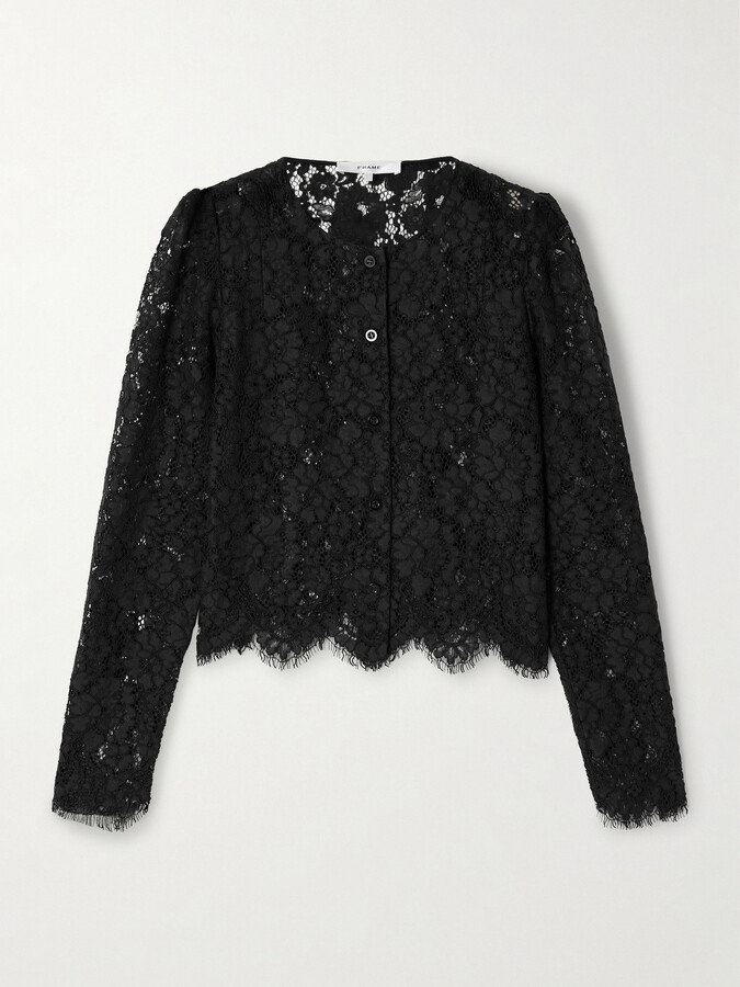 Frame Organic Cotton-blend Lace Blouse - Black