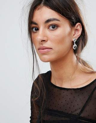 Johnny Loves Rosie Statement Earrings With Grey Gem Detail