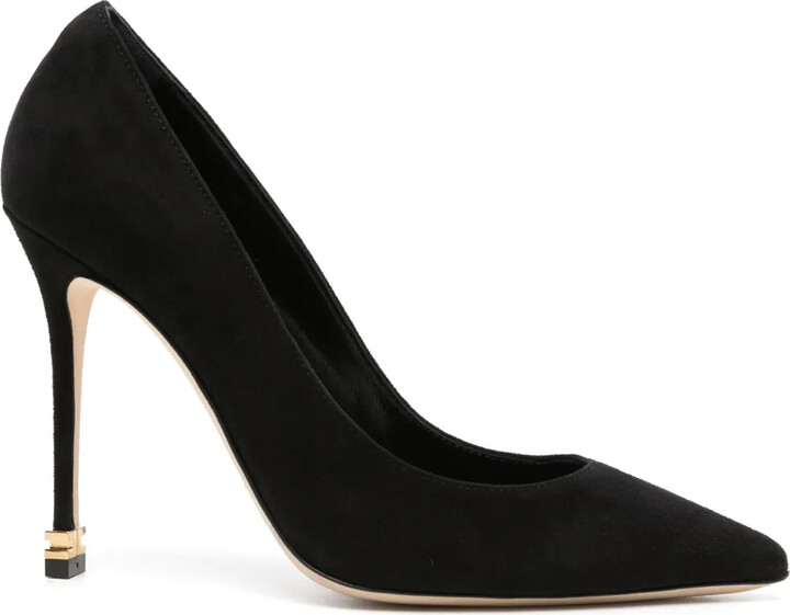 Elisabetta Franchi 105mm Metal-Logo Suede Pumps