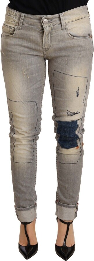 Acht Cotton Slim Fit Folded Hem Women blue Women's Pant