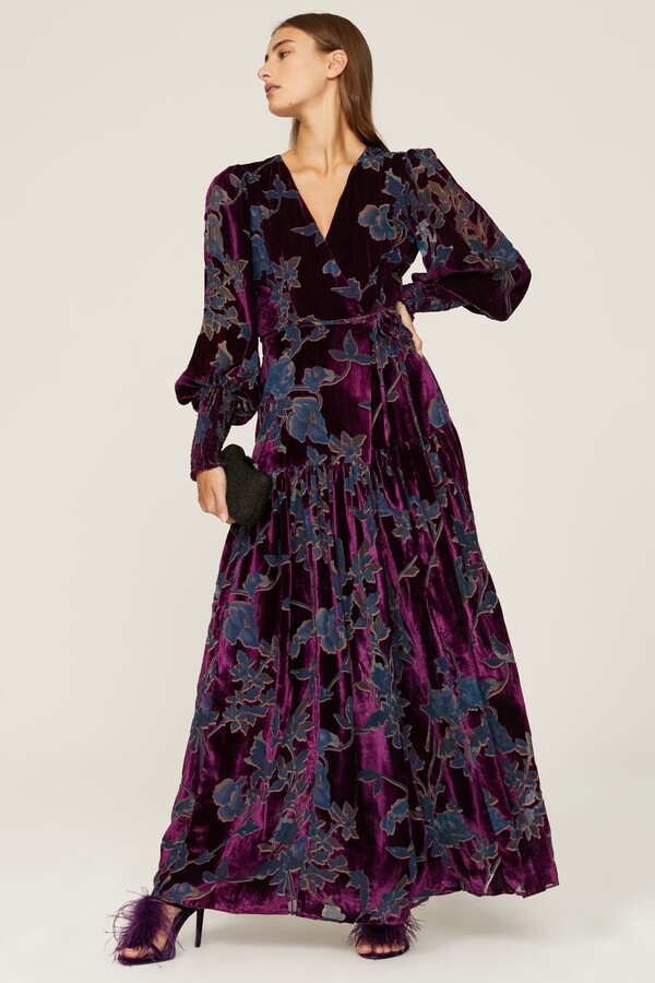 Tuscany Gown Purple-blue-print