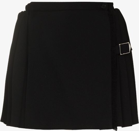 Balenciaga Black Pleated Wool Mini Kilt - ShopStyle