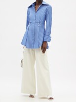 Thumbnail for your product : Palmer Harding Tenderness Pleated Striped-cotton Twill Shirt - Blue Stripe