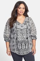 Thumbnail for your product : Lucky Brand 'Lelah' Floral Print Tunic (Plus Size)