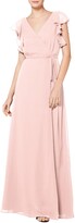 Thumbnail for your product : ﻿#Levkoff Ruffle Sleeve Chiffon Wrap Gown