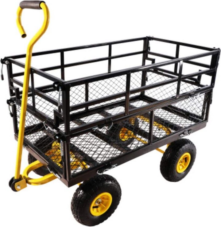 Dracelo Capacity Total 7 cu. ft. Metal Bin Material Garden Cart