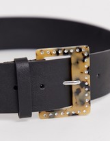 Thumbnail for your product : ASOS DESIGN wide tort and rhinestone buckle waist belt