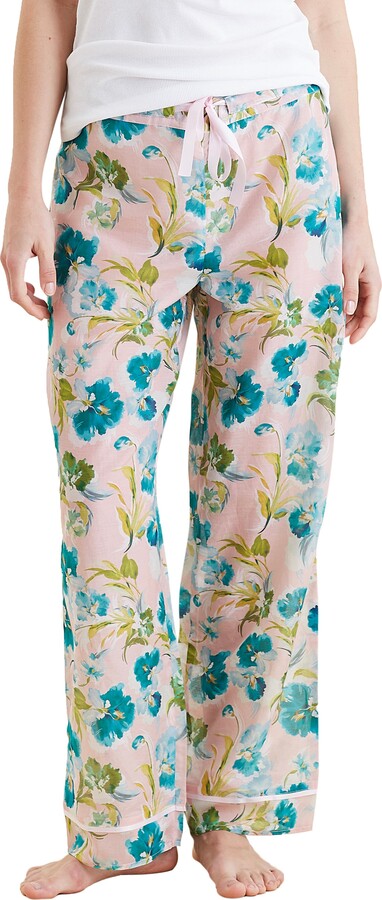 Audrey Floral Print Cotton & Silk Pants