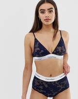 Thumbnail for your product : Calvin Klein Modern Cotton floral burnout highwaist hipster knicker in shoreline navy
