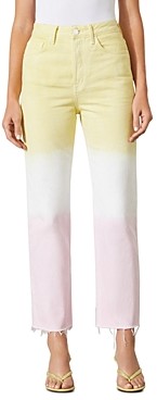 GRLFRND Mica Color Blocked Straight Jeans in Pink Crush