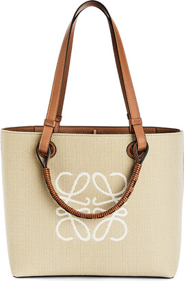 トートバッグ LOEWE Small Anagram Tote Bag in Jacquard and Calfskin Loewe Small Anagram Jacquard Canvas and Leather Tote Bag