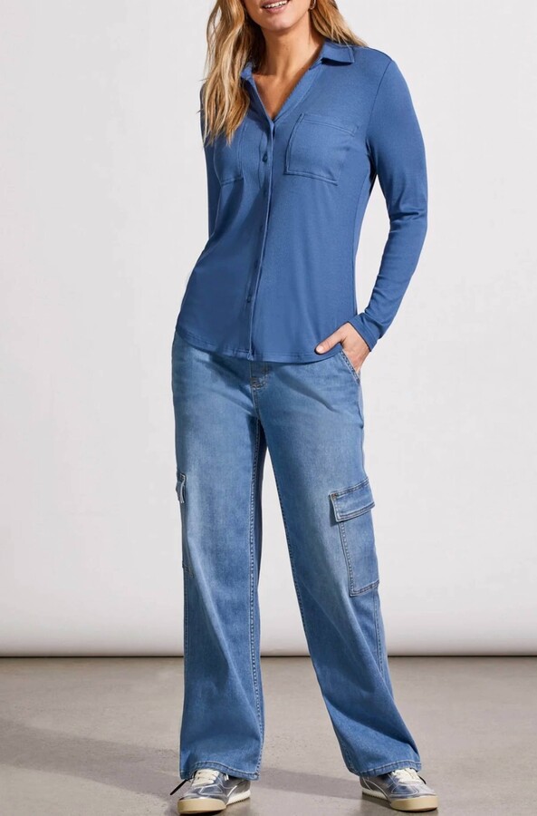 Button Down Knit Shirt In Blue Jay (2448)