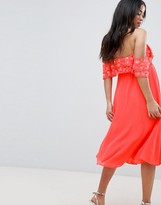 Thumbnail for your product : ASOS Maternity DESIGN Maternity bardot midi dress with embellished frill top
