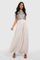Thumbnail for your product : boohoo Bridesmaid High Neck Hand Embellished Maxi Dress