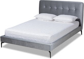 Thumbnail for your product : Design Studios Ingrid Glam And Luxe Silver Grey Velvet Queen Size Platform Bed