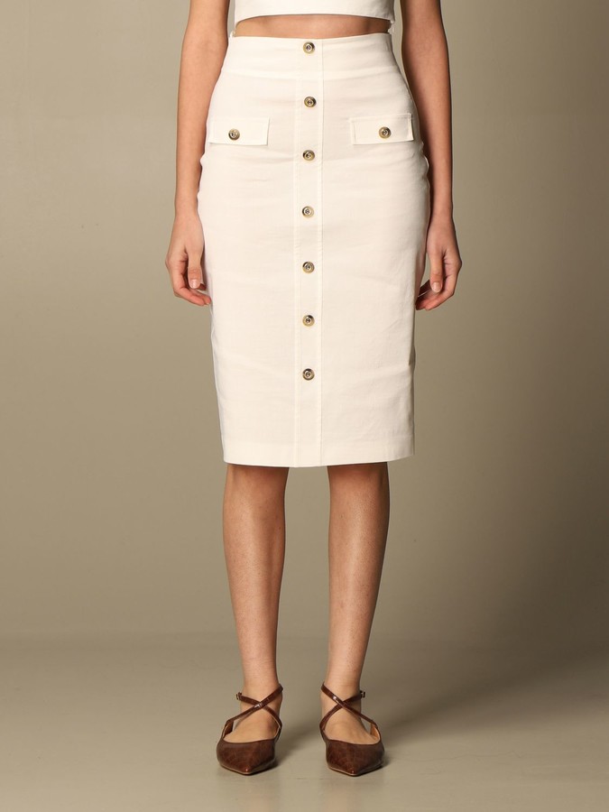 Womens white linen pencil skirt Clearance