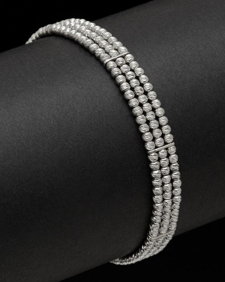 Italian Silver 3-Strand Bead Bracelet
