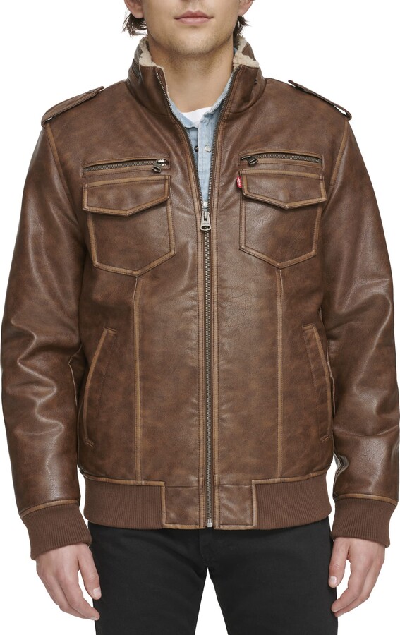 Levi's Men's Faux Leather Sherpa Aviator Bomber Jacket ShopStyle