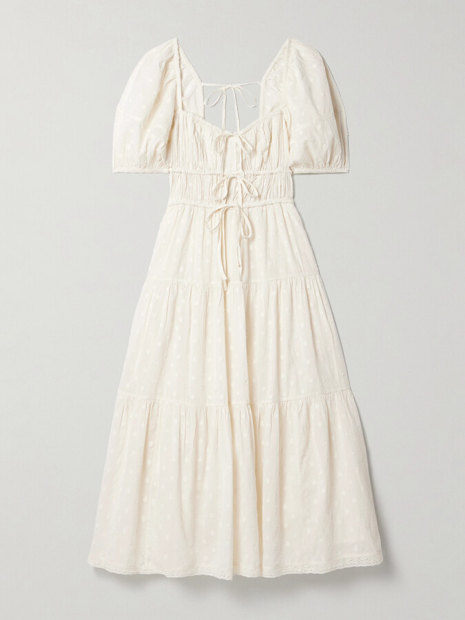 Ulla Johnson Palma Crochet-trimmed Fil Coupé Cotton-voile Midi Dress - Ivory