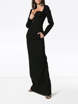 Thumbnail for your product : Saint Laurent Plunging Sweetheart Neck Wool Column Dress