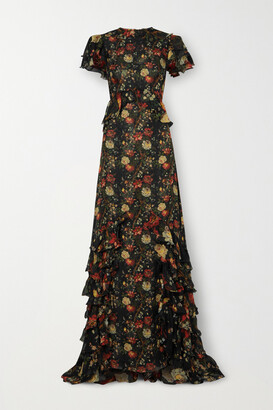 The Vampire's Wife Lady Kristina Ruffled Floral-print Silk-chiffon Maxi Dress - Black