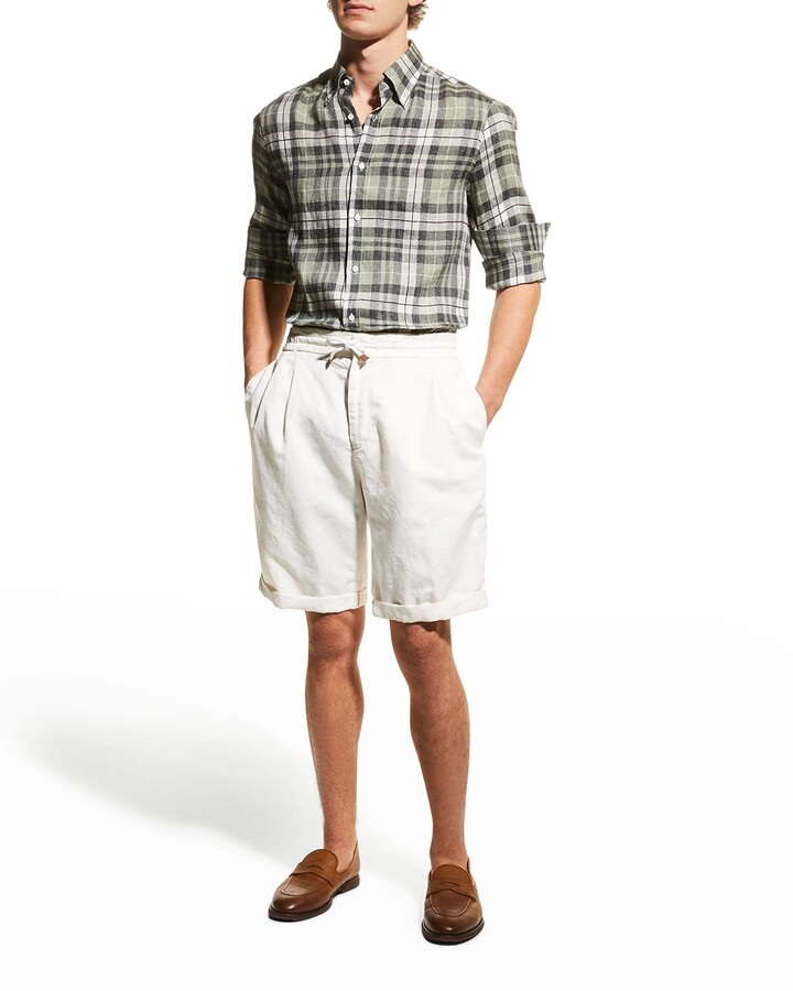 Mfasica Mens Regular-Fit Non-Iron Tops Plaid Outerwear Sport Shirt 