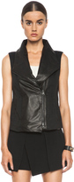 Thumbnail for your product : Vince Asymmetric Leather Linen-Blend Vest in Black