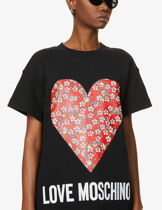 Love Moschino Paisley Heart logo-print cotton-jersey T-shirt dress