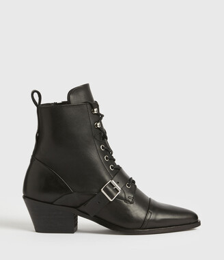 AllSaints Katy Leather Boots | Size 7 | Black - ShopStyle
