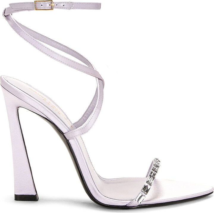 サンダル・ミュール SAINT LAURENT Sandals Women Satin Gray/Storm Gray YSL Saint Laurent Women's Tribute Dark Gray Heels Size 37 | eBay