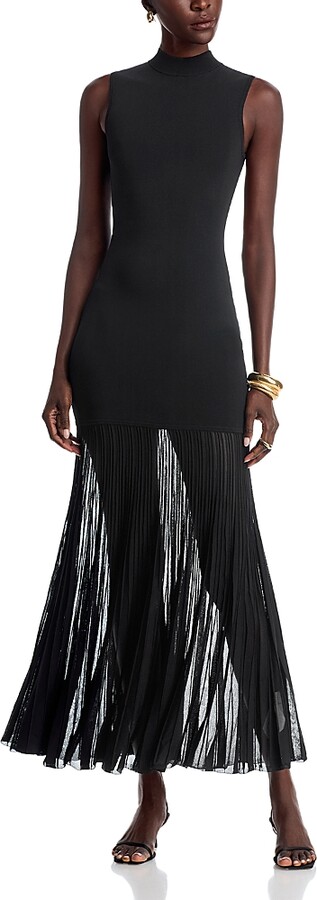 Michael Kors Mock Neck Sheer Maxi Dress