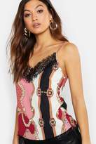 Thumbnail for your product : boohoo Woven Chain Geo Lace Cami