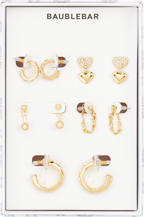 BaubleBar Crystal & Faux Pearl 5-Pack Earring Set