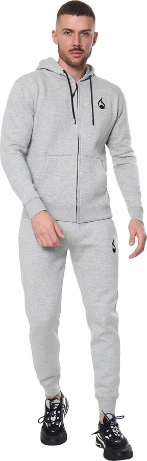 Fashioni Mens Full Tracksuit Set Fleece Hoodie Joggers UK Slim Fit Sizes XS- 3XL (Grey 3X-Large) - ShopStyle Activewear Jackets