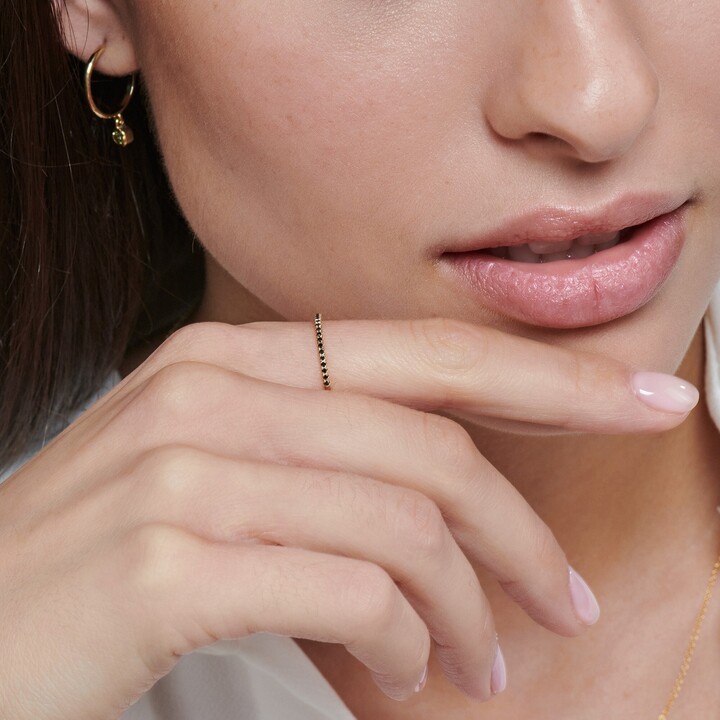 Etsy Half Eternity Ring With Black Diamonds Solid Gold Round Band Elegant Love Gift For Her