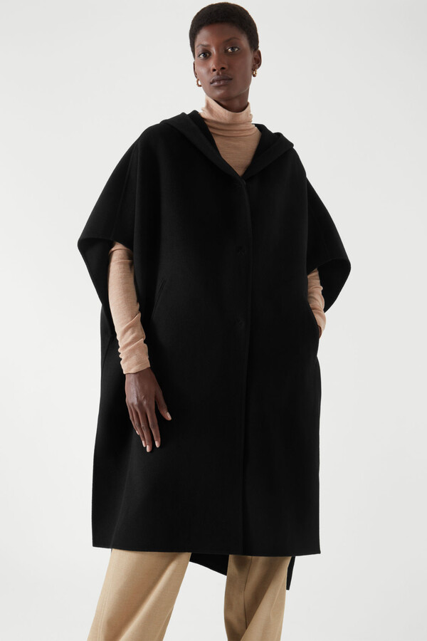 Cos Wool-Blend Hooded Poncho Coat - ShopStyle