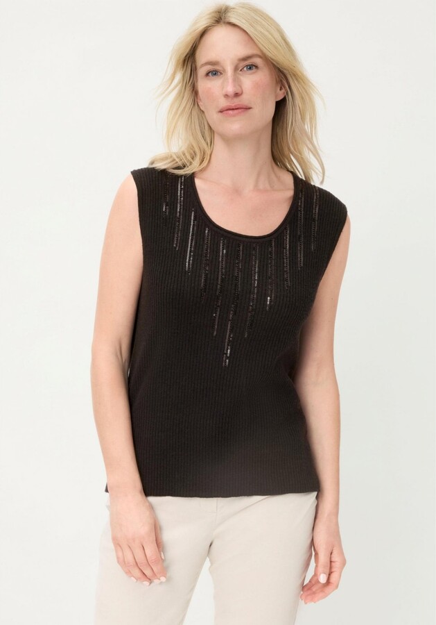 Olsen Women's Rib Knit Shell with Sequin Detail