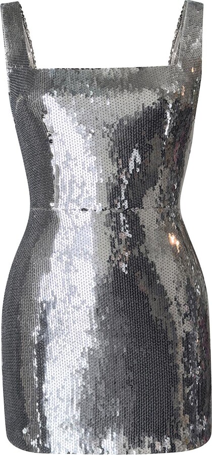 Moda Glam Crystal Sequin Mini Dress- Silver
