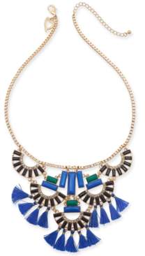 Thalia Sodi Gold-Tone Crystal, Stone & Tassel Statement Necklace, 18" + 3" extender, Created for Macy's