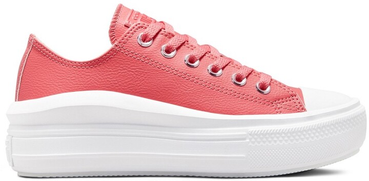 Converse Chuck Taylor All Star Ox Move Hybrid Shine leather platform  sneakers in pink salt - ShopStyle