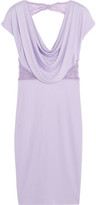 Thumbnail for your product : Badgley Mischka Beaded mesh-paneled jersey-crepe dress