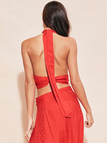 Thumbnail for your product : For Love & Lemons Gabriella Silk Dot Halter in Chili